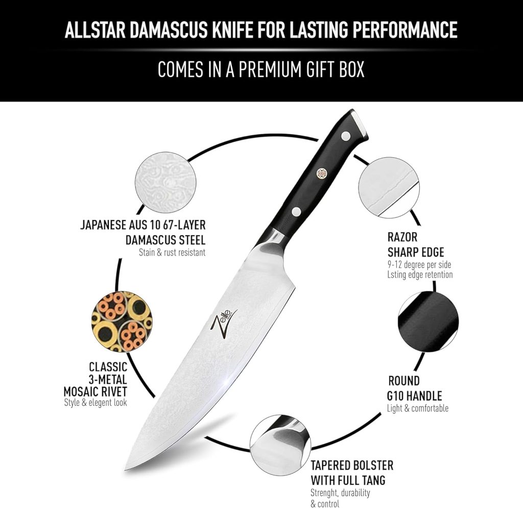 Zelite Damascus Chef Knife 8 Inch