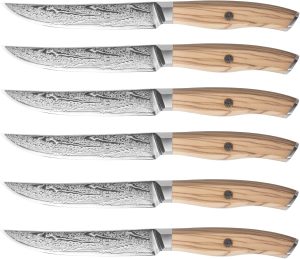 Fzkaly Damascus Steak Knives