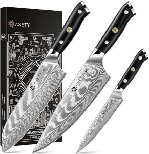 ASETY Damascus Kitchen Knife Set 3 PCS