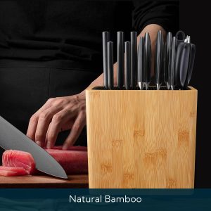 KITCHENDAO XL Bamboo Universal Knife Block
