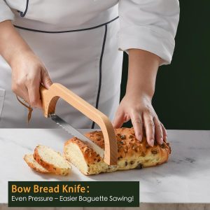 HGTC Wooden Bread Knife with Bow Design