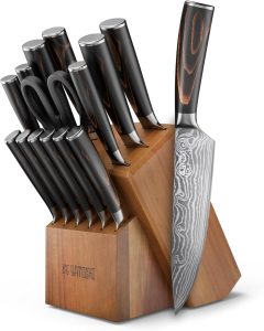 Yatoshi Professional Kitchen Knife Set (Brown Handle)
