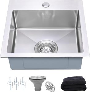 Beleeb 15-Inch Drop-In Bar Sink with 3D Texture
