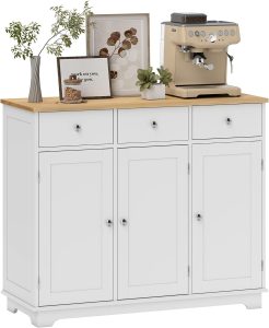 HOMCOM Sideboard with Solid Wood Countertop