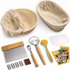 RORECAY Bread Banneton Proofing Basket Set