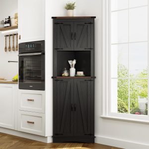 Chartustriable 68" Tall Farmhouse Corner Cabinet