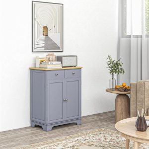 HOMCOM Sideboard with Solid Wood Countertop