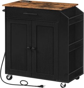 HOOBRO Kitchen Island (Rustic Brown + Black)
