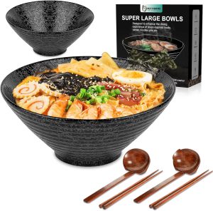 NJCHARMS 60-oz Ceramic Ramen Bowl Set