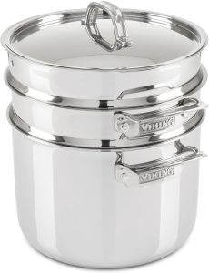 Viking 3-Ply Stainless Steel Pasta Pot with Lid, 8 Quart (4-Piece Set)