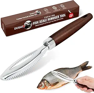 DUGATO Fish Scaler with Wooden Handle