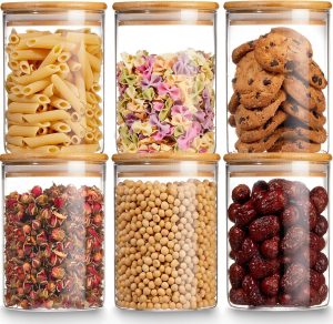 Gencywe 27 oz Glass Storage Jars (Set of 6)
