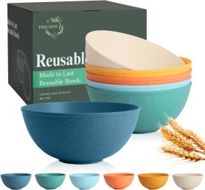 Perlapoc Unbreakable Large Cereal Bowls (40 oz, Set of 6)