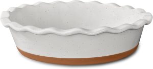 MORA Ceramic Pie Pan (9 Inch, Vanilla White)