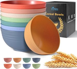 HOTEC BPA Free Unbreakable Wheat Straw Cereal Bowls