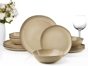 HaWare 12 Piece Stoneware Plates and Bowls Set