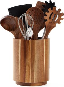 LOHONER Acacia Wood 360° Rotating Utensil Holder