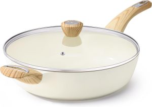 SENSARTE Ceramic Nonstick Frying Pan 12 Inch with Lid