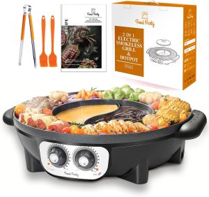 Food Party Hot Pot with Grill 2 in 1 Electric Smokeless Grill