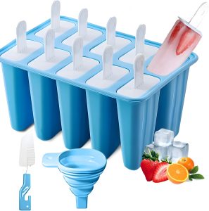 BRENSTEN 10-Piece Silicone Popsicle Mold (Blue)