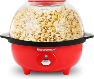 Elite Gourmet EPM330R Automatic Stirring Ceramic Nonstick Popcorn Maker Red