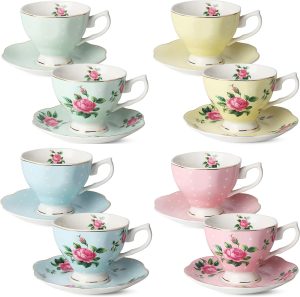BTaT Floral Tea Cups and Saucers Set