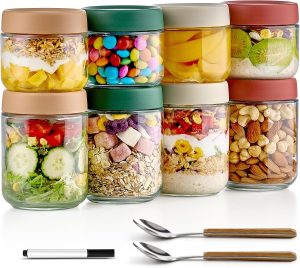 Qipecedm 8 Pack Overnight Oats Containers