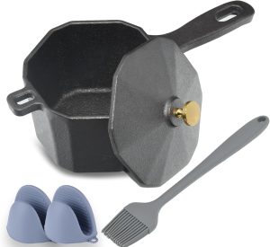 Aurionix Small Cast Iron Sauce Pot with Lid