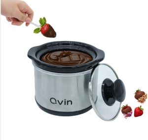 Qvin Mini Slow Cooker 0.65qt Fondue Pot Set