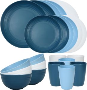 Quatish 24 Piece Plastic Dinnerware Set