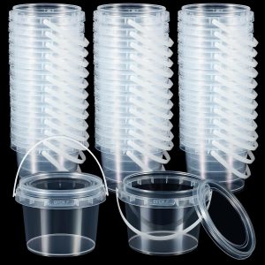 Maxcheck 100 Pcs Clear Containers with Lids and Handles 10 Oz