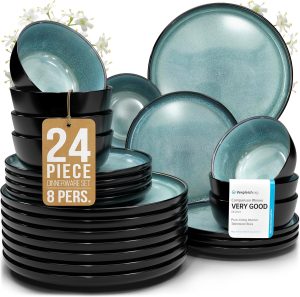 Pure Living Interior Design 24 Piece Stoneware Dinnerware Set