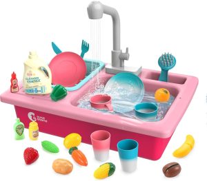 CUTE STONE Color Changing Play Kitchen Sink With Cutting Food