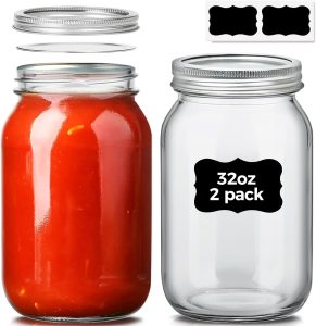 ComSaf Wide Mouth Mason Jars 32 oz