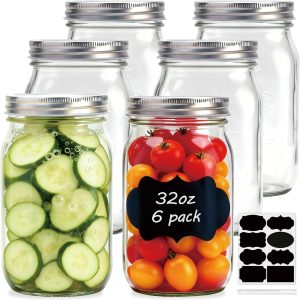 Flrolove Wide Mouth Mason Jars 32 oz