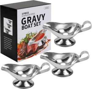 Jasni Liu 3 oz Stainless Steel Gravy Boat 3 Pack
