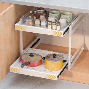 REALINN 2 Tier Pull Out Cabinet Organizer Expandable