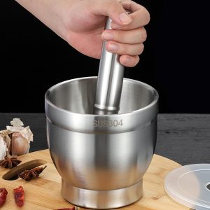 Chemlliy Stainless Steel Mortar and Pestle (5 Inch)