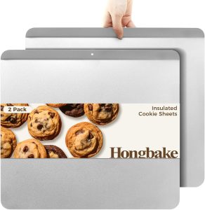 HONGBAKE 2 Piece Large Flat Cookie Sheet Set, 16 x 14 Inch