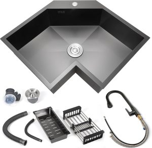 YeeJinHong Black Butterfly Corner Sink