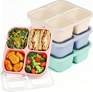 buluker Wheat Straw 4 Pack Bento Snack Containers