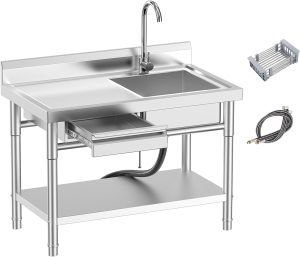 PurezmMoto Stainless Steel Utility Sink with Drawer