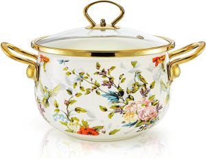 SOUJOY 2.8 Quart Enamel Stockpot with Glass Lid