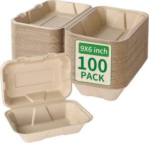 Aricsen Disposable 100 Pack Bagasse Containers