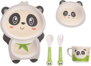 Fekdod Kids Dinnerware Set Bamboo 5 Pcs
