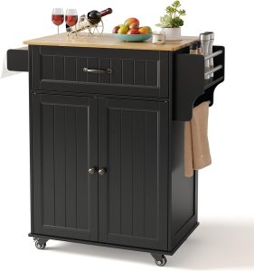 Gizoon Kitchen Island Cart with Rubberwood Top