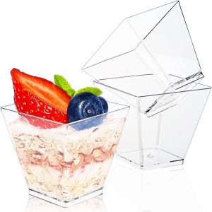 Jnnzzggu Square Mini Plastic Dessert Cups
