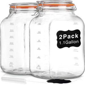 Qianfenie 2-Pack Square Super Wide Mouth Airtight Glass Jars