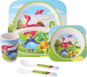 Qshare Bamboo Toddler Dinnerware Set