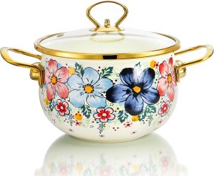 SOUJOY Vintage Floral Bean Stew Simmer Pot, 3 Quart